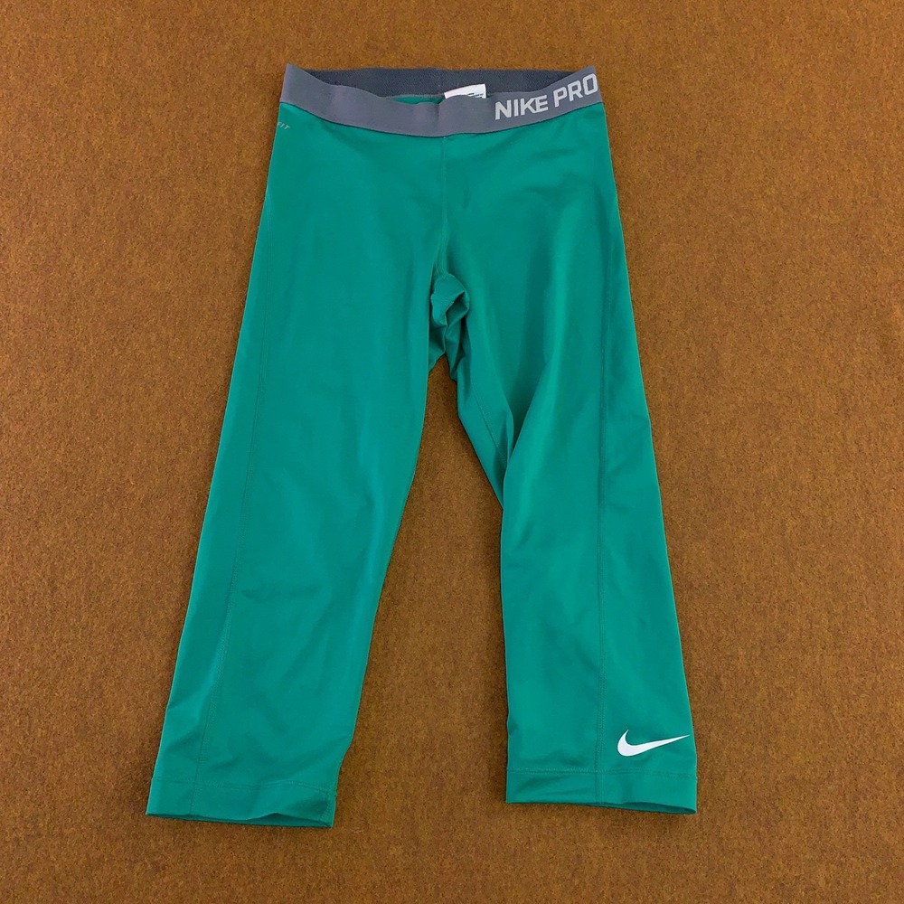 Nike Dri Fit Womens Size Medium Teal Green Pro Compression Capri Leggings